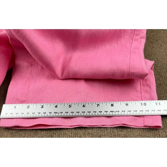 ATHLETA Retreat Linen High Rise Wide Leg Pants Women's L Pink Slit Draw String - Picture 14 of 16